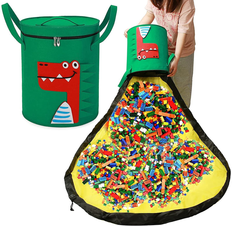 Play mat & Storage basket in one - Lino-Red Dinosaur-State of Style