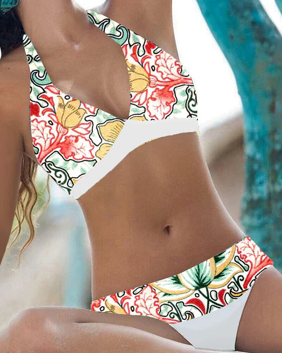Playful Flower Bikini – Sienna-White Pink-S-State of Style