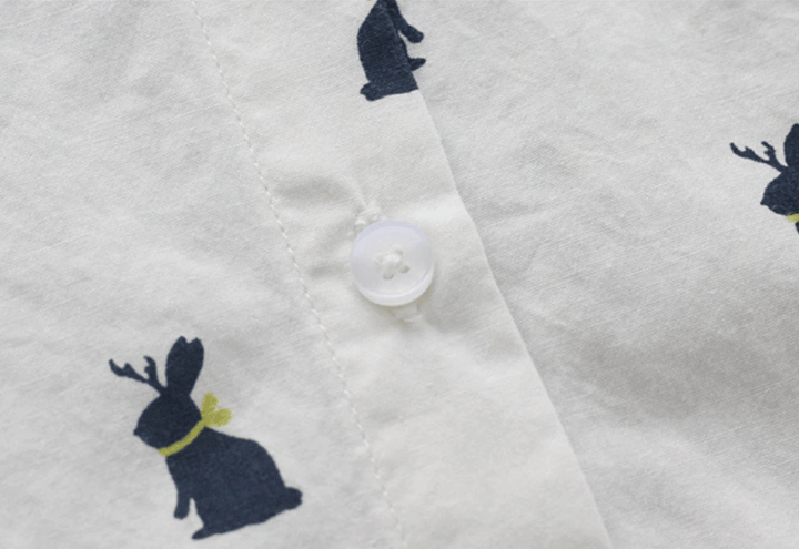 Playful shirt dress with rabbit print and lapel collar – Elina-S-State of Style