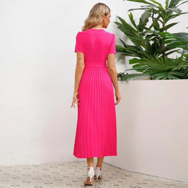 Pleated Midi Wrap Dress - Sophie-Blue-XS-State of Style