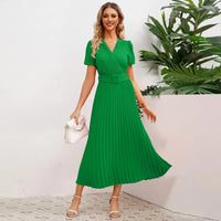 Pleated Midi Wrap Dress - Sophie-Blue-XS-State of Style