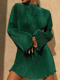 Plissé Flare Dress - Liva-Green-S-State of Style