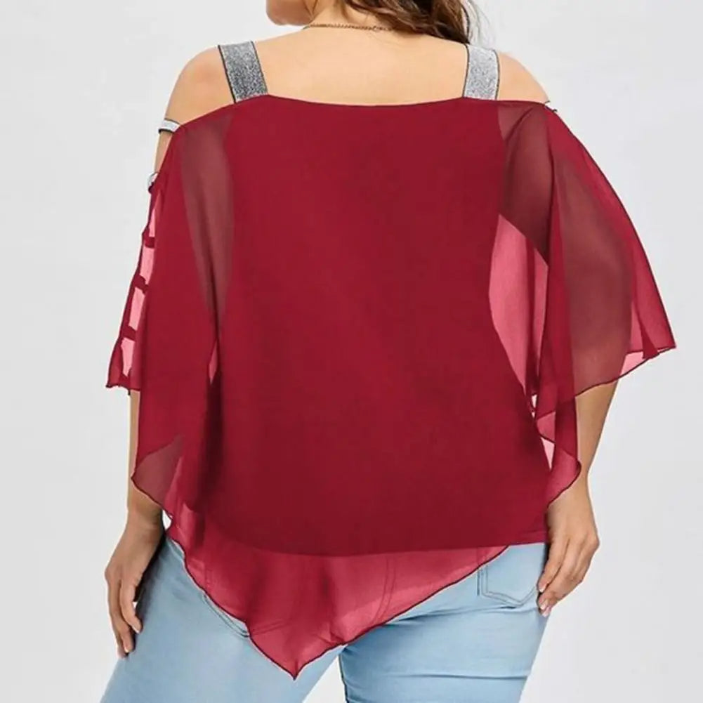Plus Size Batwing Sleeve Tee with Boat Neck-Dark Blue-2XL-State of Style