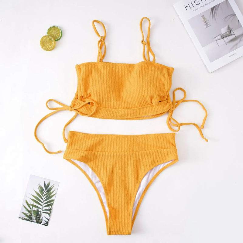 Plus Size Beach Babe Bikini Set with Side Tie-Black-2XL-State of Style