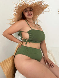 Plus Size Beach Babe Bikini Set with Side Tie-Black-2XL-State of Style