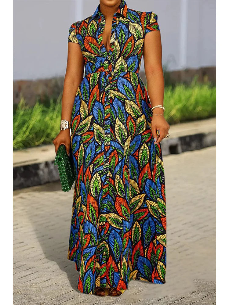 Plus Size Beach Shirt Maxi Dress – Stylish & Comfortable-Blue-2XL-State of Style