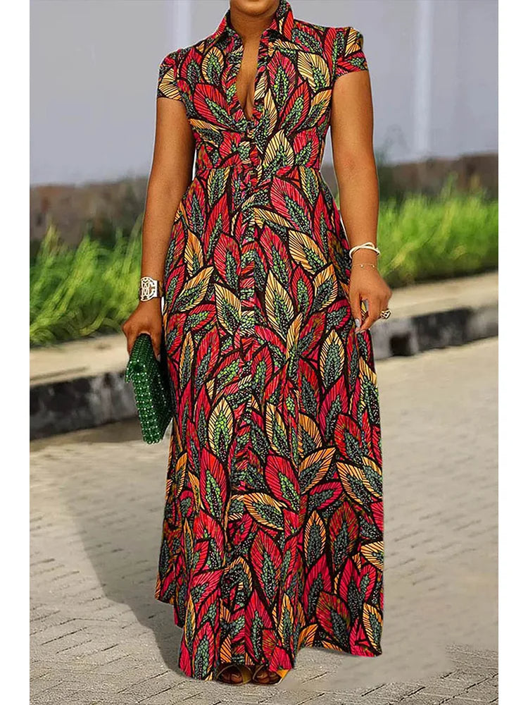 Plus Size Beach Shirt Maxi Dress – Stylish & Comfortable-Red-2XL-State of Style