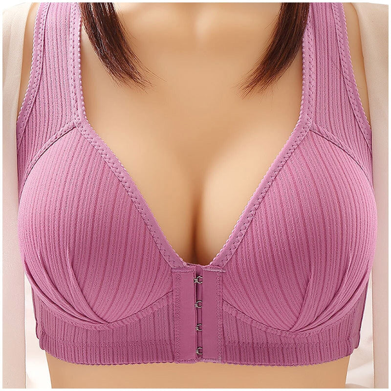 Plus Size Buckle Front Push-Up Bra – Wire-Free & Comfortable-Purple-12B-State of Style