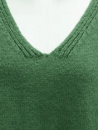 Plus Size Casual V-Neck Sweater for Curvy Women-Dark Khaki-S-State of Style