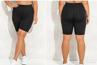 Plus Size CurveFit High-Waisted Biker Shorts-Black with Sheer Pocket-2XL-State of Style