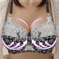 Plus Size Embroidered Lace Push-Up Bra – Elegant & Supportive-Red-10CD-State of Style