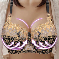Plus Size Embroidered Lace Push-Up Bra – Elegant & Supportive-Red-10CD-State of Style