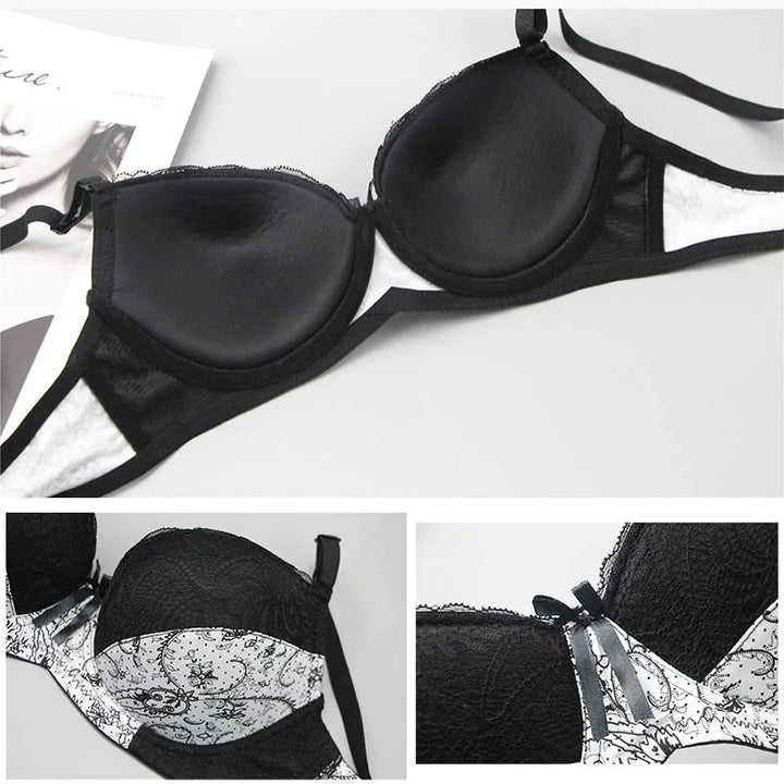 Plus Size Embroidered Lace Push-Up Bra-Red-12B-State of Style