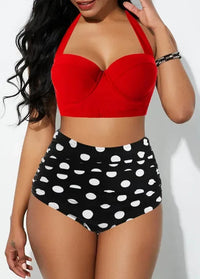 Plus Size Floral Fantasy Push-Up Bikini Set-Red A-2XL-State of Style