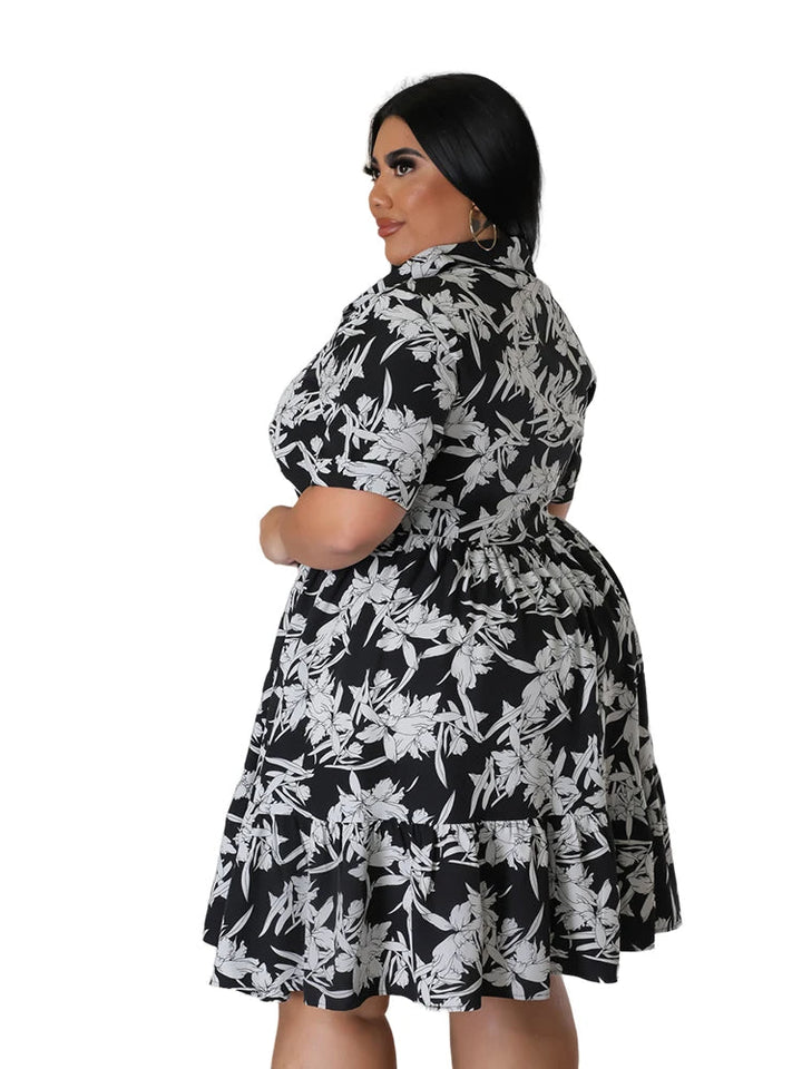 Plus Size Floral Midi Dress – Elegant & Flattering for Any Occasion-Yellow-2XL-State of Style
