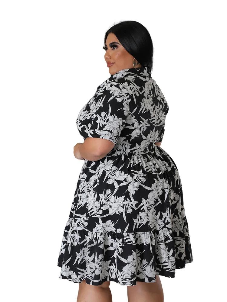 Plus Size Floral Midi Dress – Elegant & Flattering for Any Occasion-Yellow-2XL-State of Style