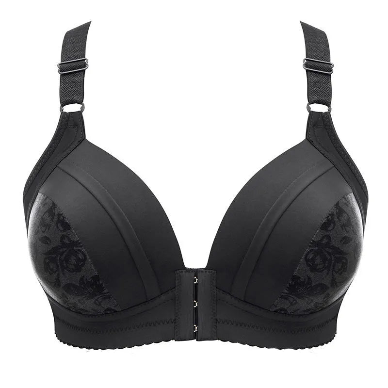 Plus Size Front Button Push-Up Bra – Comfortable & Supportive-Black-12B-State of Style