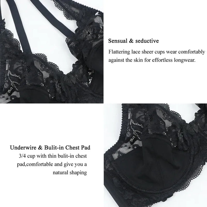 Plus Size Lace Push-Up Bra – Elegant & Supportive-Black-10C-State of Style
