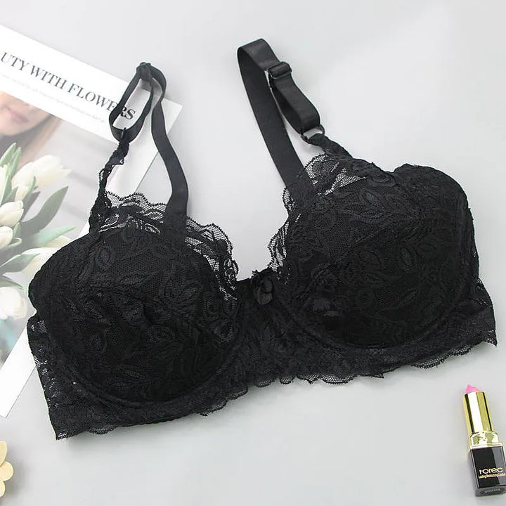 Plus Size Lace Push-Up Bra – Sensual & Supportive-Burgundy-10C-State of Style