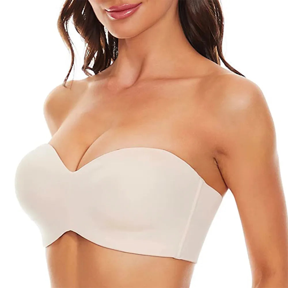 Plus Size Non-Slip Convertible Bandeau Bra – Supportive & Versatile-Black-10-B-State of Style