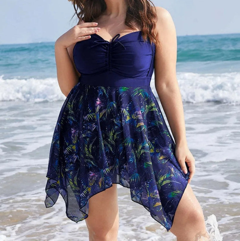 Plus Size Tummy Control Beach Dress – Elegant Skirtini Swimsuit-Black-2XL-State of Style