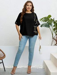 Plus Size Women's Summer Top with Round Neck & Front Button Placket-Yellow-2XL-State of Style