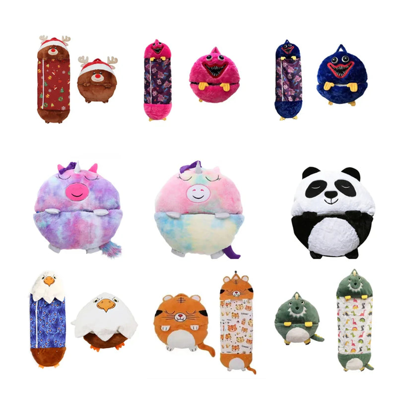 Plush Playmate and Sleeping Bag in One - SnoozeBuddy-Brown Tiger-Small（135×50cm）-State of Style