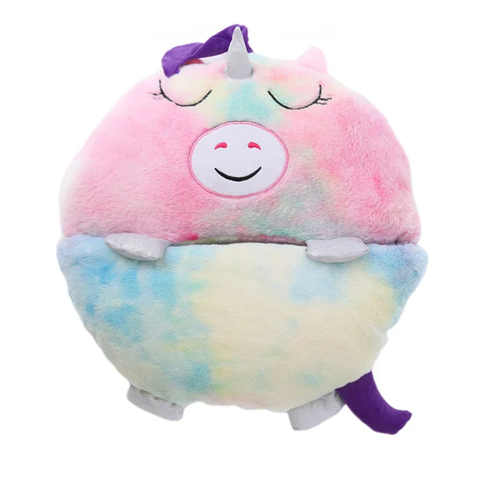 Plush Playmate and Sleeping Bag in one - SnoozeBuddy-Yellow Pink Unicorn-Small (135×50cm)-State of Style
