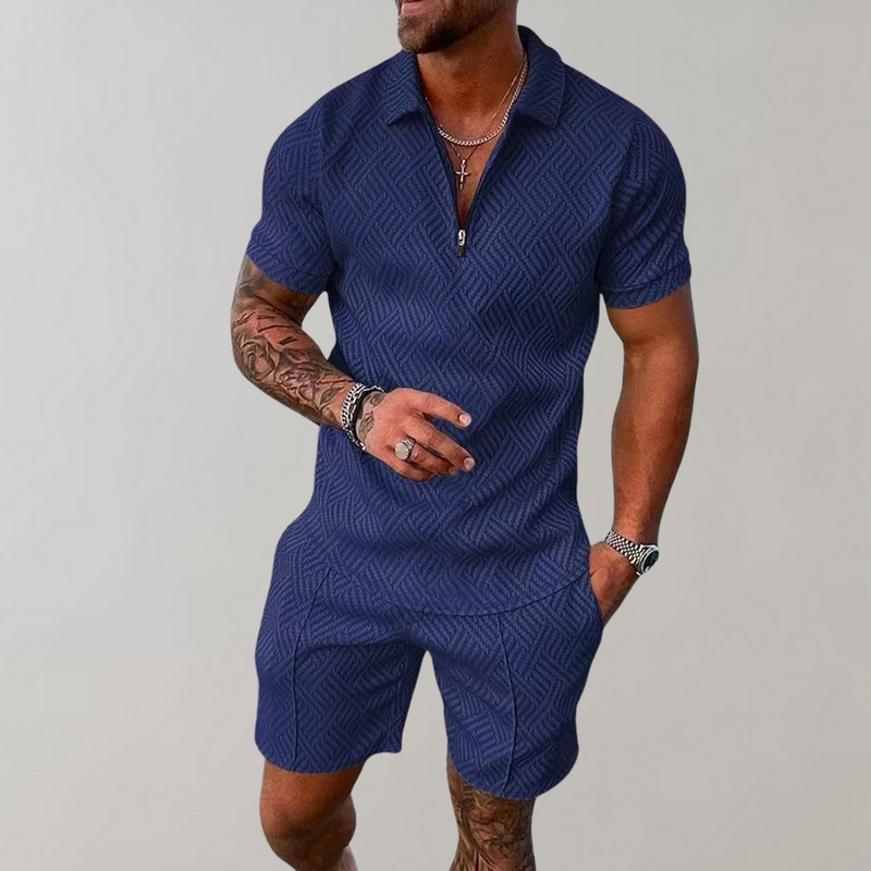 Polo and Shorts Summer Outfit for Men - Rafael-navy Blue-S-State of Style
