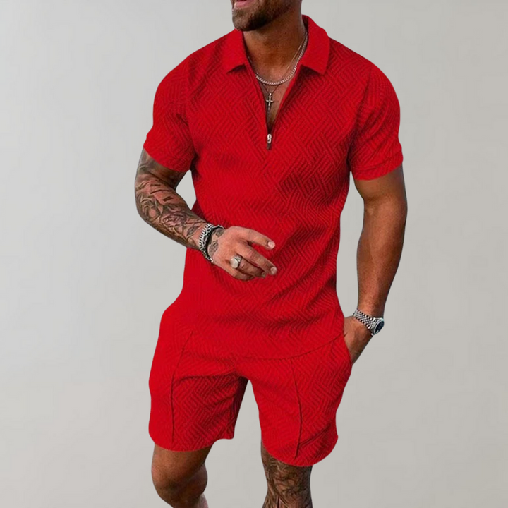 Polo and Shorts Summer Outfit for Men - Rafael-Red-S-State of Style