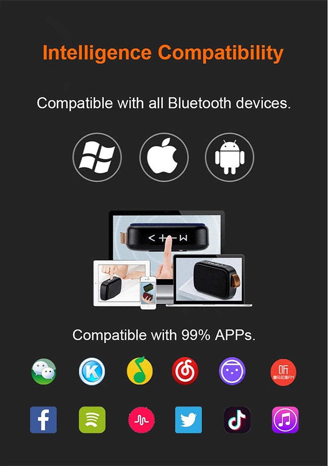 PORTABLE BLUETOOTH SPEAKER - 3D STEREO MUSIC PLAYER WITH HIFI SOUND-Black-State of Style