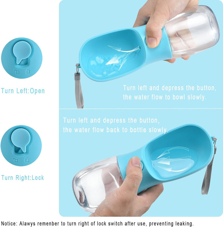 Portable Dog Water Bottle & Food Container-Blue-300 ml-State of Style