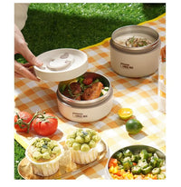 Portable Insulated Meal Container Set - LunchMate-2-Containers + Bag + FREE Cutlery Set-White-State of Style