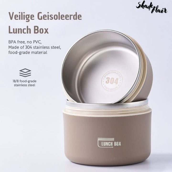 Portable Insulated Meal Container Set - LunchMate-2-Containers + Bag + FREE Cutlery Set-White-State of Style