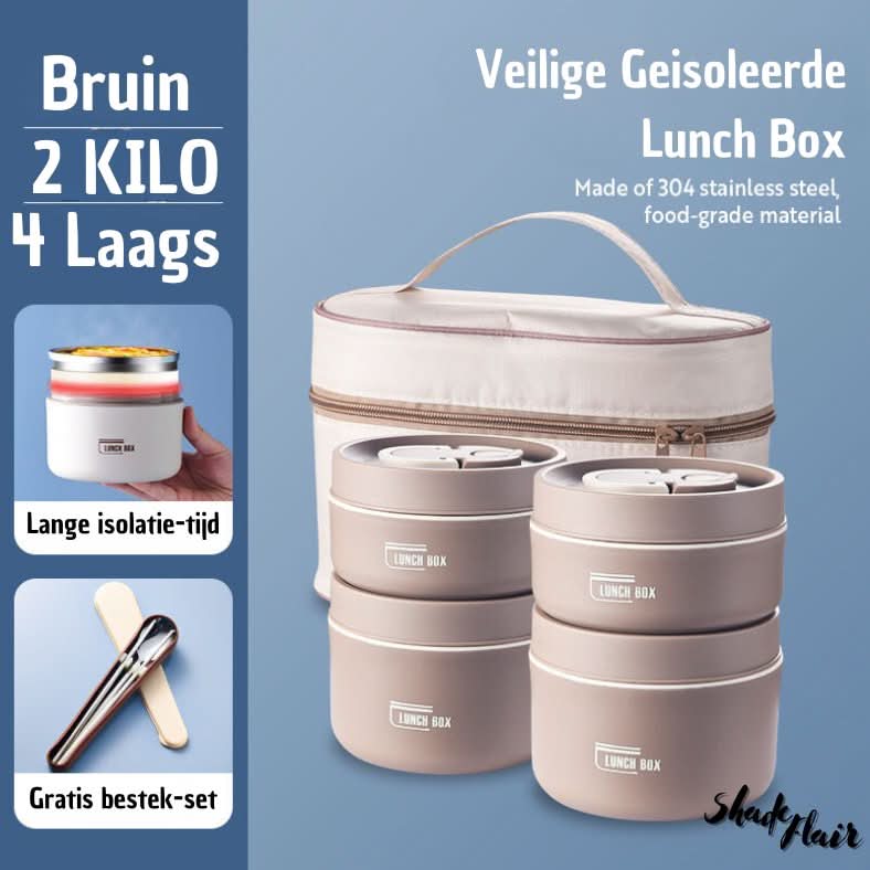 Portable Insulated Meal Container Set - LunchMate-2-Containers + Bag + FREE Cutlery Set-White-State of Style