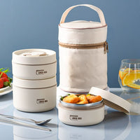 Portable Insulated Meal Container Set - LunchMate-2-Containers + Bag + FREE Cutlery Set-White-State of Style