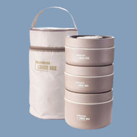Portable Insulated Meal Container Set - LunchMate-3-Containers + Bag + FREE Cutlery Set-Brown-State of Style