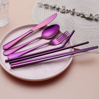 Portable Stainless Steel Cutlery Set - Travel Essential!-Black-State of Style