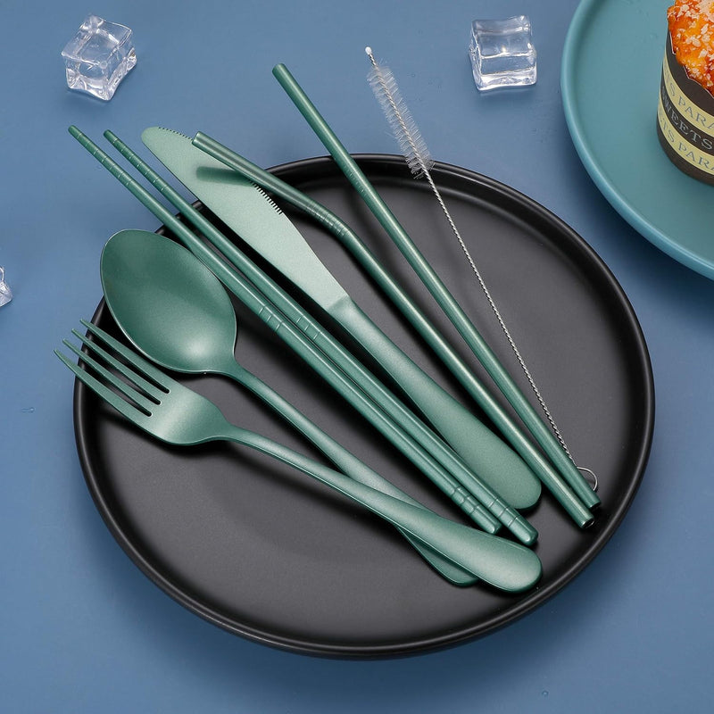 Portable Stainless Steel Cutlery Set - Travel Essential!-Black-State of Style
