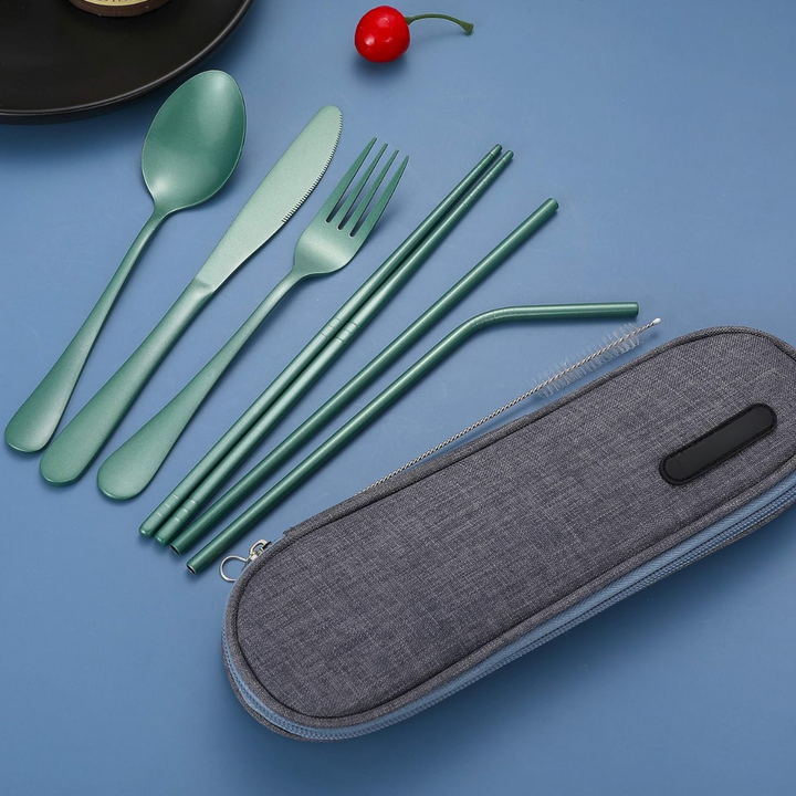 Portable Stainless Steel Cutlery Set - Travel Essential!-Black-State of Style