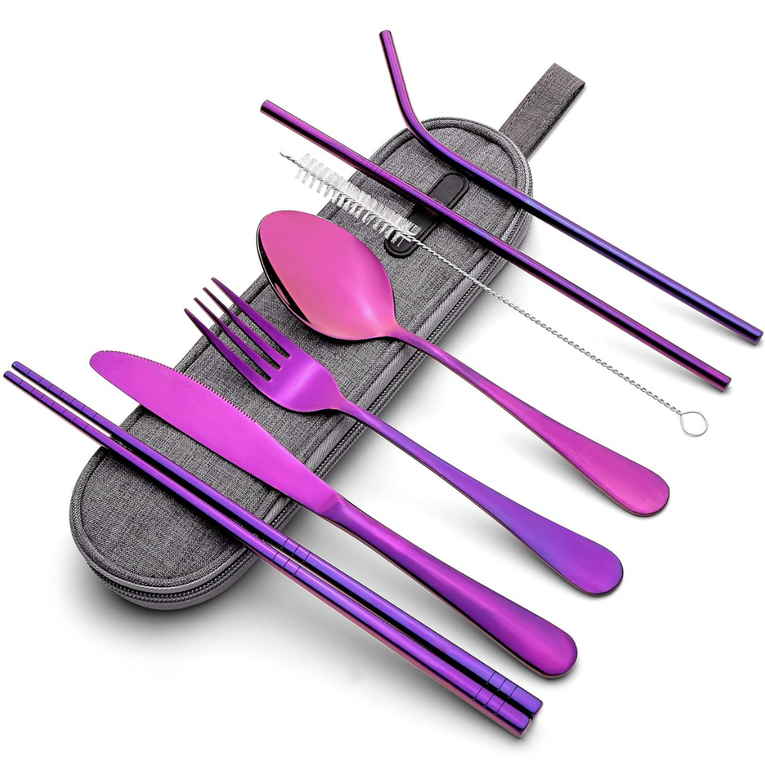 Portable Stainless Steel Cutlery Set - Travel Essential!-Purple-State of Style