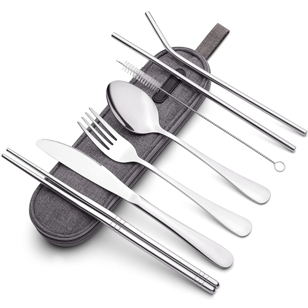 Portable Stainless Steel Cutlery Set - Travel Essential!-Silver-State of Style