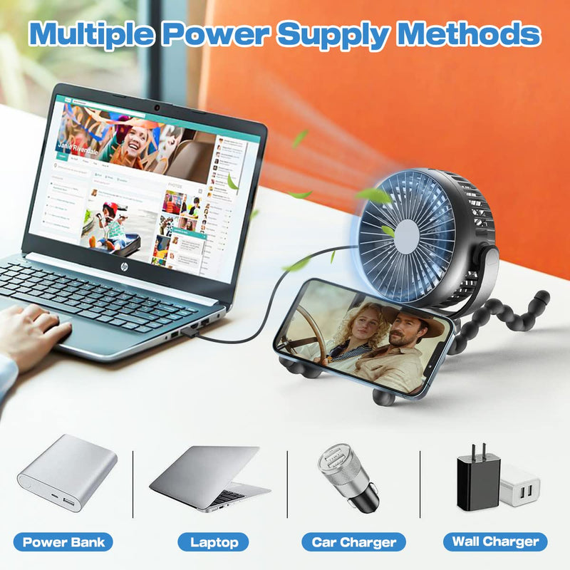 Portable Stroller Fan with 8000mAh Battery-State of Style