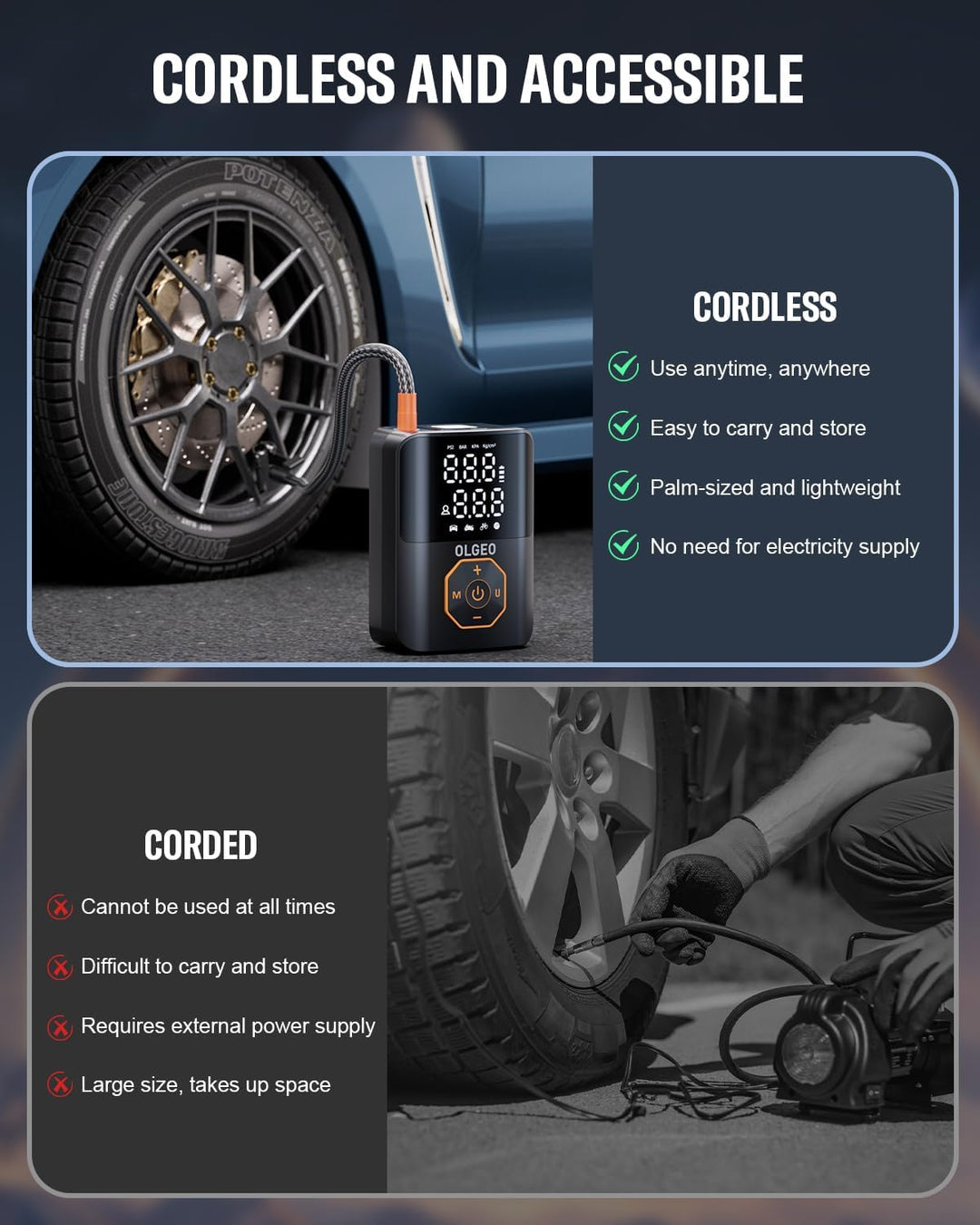 Portable Tyre Pump - 18000mAh Air Compressor for Cars and Motorcycles-State of Style