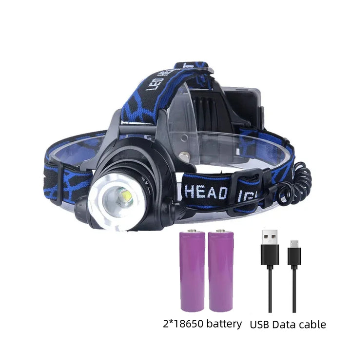 POWERFUL WATERPROOF LED HEADLAMP WITH ZOOM & RECHARGEABLE BATTERY FOR OUTDOOR ACTIVITIES-State of Style