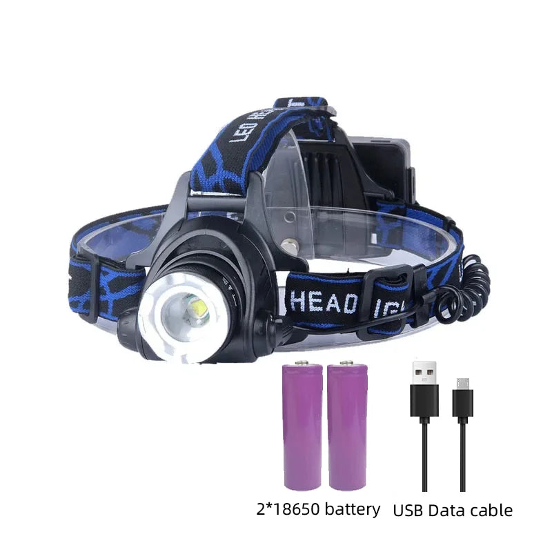 POWERFUL WATERPROOF LED HEADLAMP WITH ZOOM & RECHARGEABLE BATTERY FOR OUTDOOR ACTIVITIES-State of Style