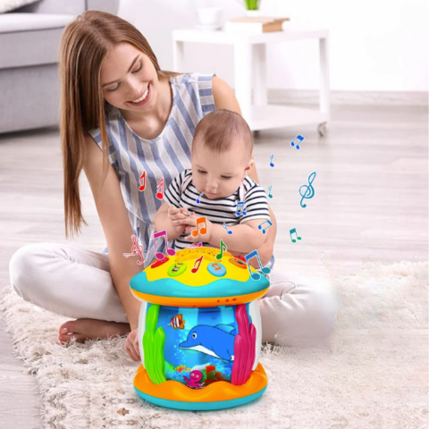 Light-show drum for babies – music & projection for sensory development
