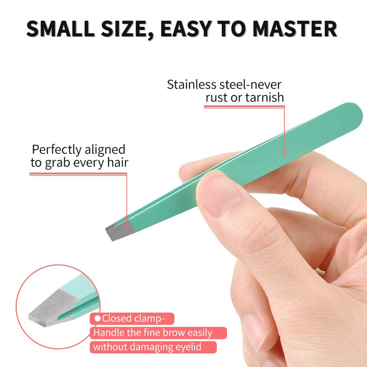 Precision Tweezer Set - 6-piece for Eyebrows with Travel Case-Multicoloured-State of Style