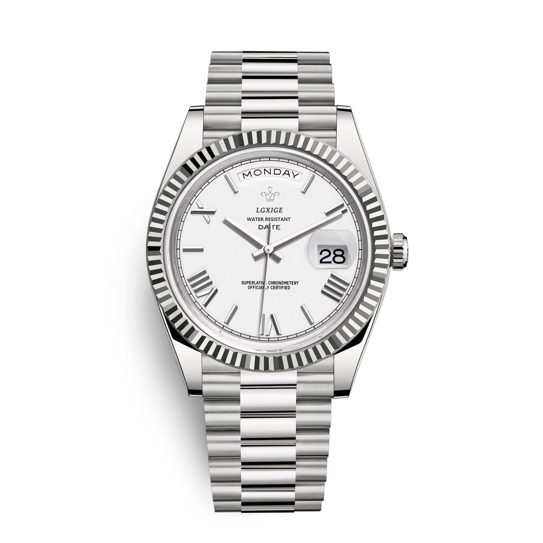 Premium Automatic Watch with Day and Date Function - Solan-White-State of Style