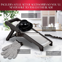 Premium food slicer with cut-resistant gloves-Adjustable Mandoline-State of Style